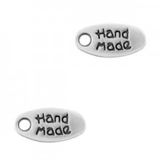 DQ Metal charm tag "Handmade" 11x5mm Antique silver